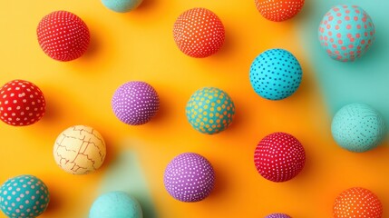Fototapeta premium Colorful, decorative spheres arranged on a gradient background