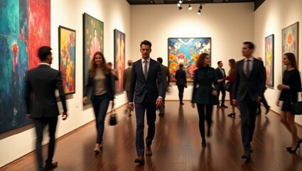 Fototapeta premium Art Gallery Event with Attendees