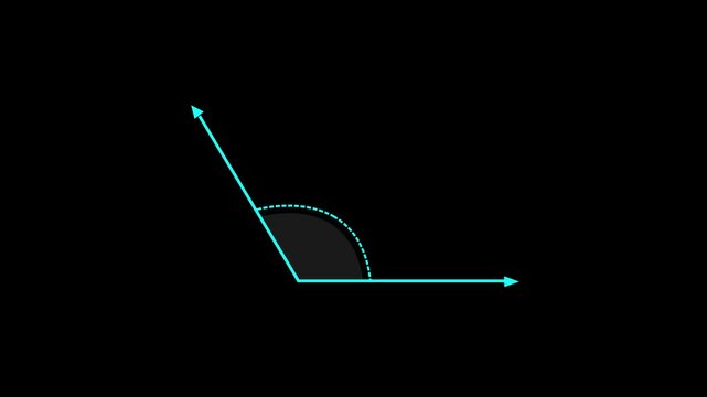120 degree obtuse angle teaching measurement animation, slope reaching a 120-degree angle. Perfect for tutorials or visual explanations on incline dynamics alpha channel