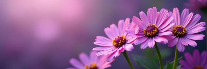 Obraz premium Vibrant purple and chartreuse image featuring daisies in full bloom, pattern, nature, bright