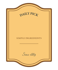 Vintage golden food Label template. For snacks, preserves, homemade jams, organic honey, baked goods, traditional sauces and food products