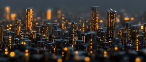 Cityscape with glowing lights