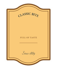 Vintage golden food Label template. For snacks, preserves, homemade jams, organic honey, baked goods, traditional sauces and food products
