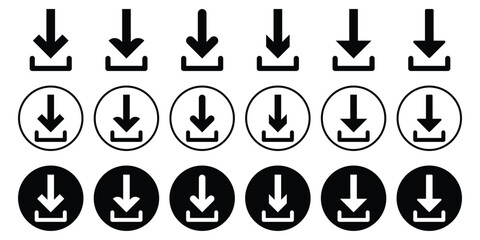  Download Icon Set - Software, Web Collection with Arrows and File Illustrations.