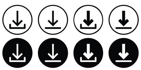  Download Icon Set - Software, Web Collection with Arrows and File Illustrations.