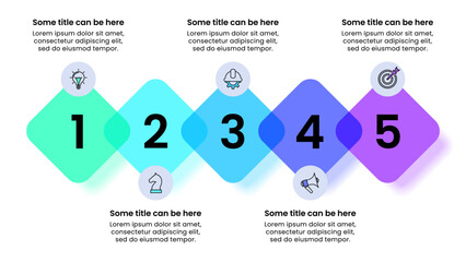 Infographic template. 5 squares in a line with numbers
