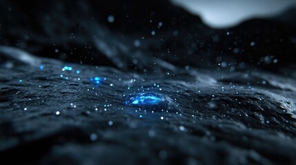 Dark, textured surface with light blue specks