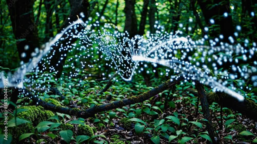 Aufkleber magical lights dance in the forest at dusk creating a captivating natural display