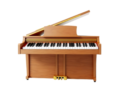 Detailed Render of a Wooden Grand Piano