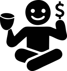 Happy person receiving money for a donation