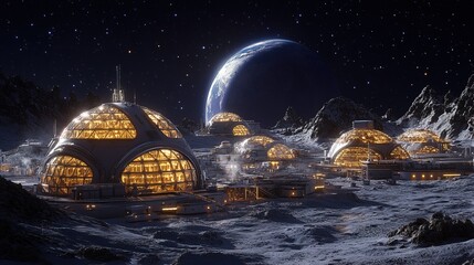 Futuristic Moon Base City