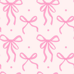Pink bow pattern design featuring polka dots on light background for textile and wallpaper applications