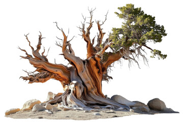 bristlecone pine tree isolated on white background.