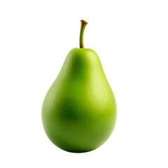 A vibrant, isolated green pear with a transparent background.