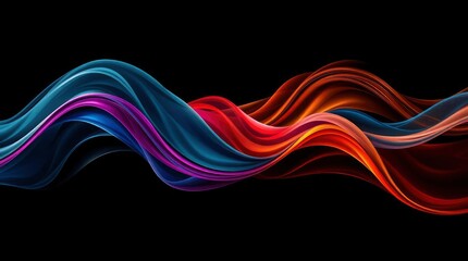 Colorful Wavy Abstract Design on Black Background