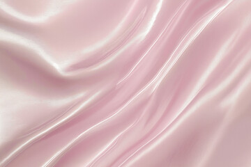 Obraz premium close-up view of a pink silky, pink fabric, highlighting its smooth and flowing texture. 