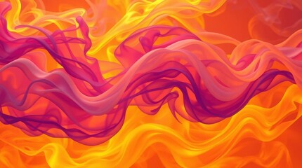 Abstract Silk Fabric Flowing with Warm Yellow and Red Colors