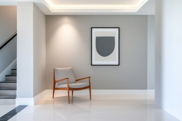 Modern interior with chair and artwork