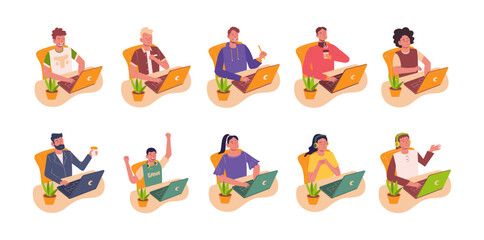 People Using Laptop Set