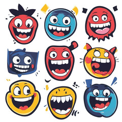 Vector set of funny cartoon with smiling