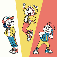 three pop art characters