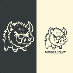 Wild Boar Mascot Logo Vector - Angry Cartoon Boar Illustration