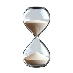 hourglass with sand flowing, isolated on black