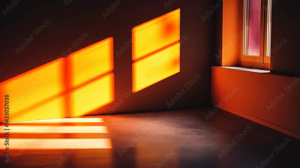 Aufkleber golden rays stream through a quiet room at sunset, creating a warm and serene atmosphere of light an