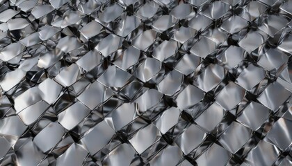 Fototapeta premium Abstract chrome geometric pattern Shiny metal, industrial design, texture, background , intricate, modern