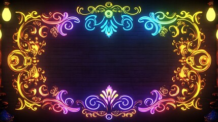 Neon Frame on Brick Wall (1)