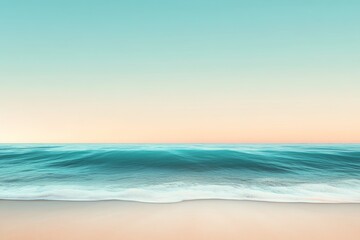 Obraz premium Tranquil shoreline scene of gentle waves at sunrise.