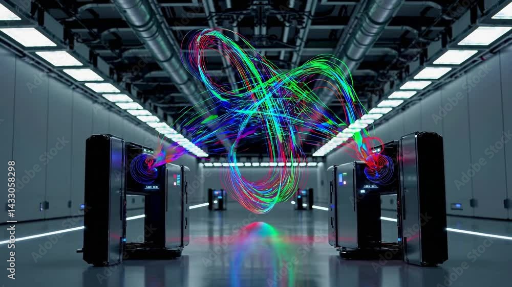 Poster advanced technology demonstration in a high-tech facility highlighting data visualization and proces