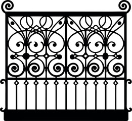 Ornate Balcony Fence Silhouette Vector