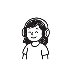 Hand Drawn Black White Icons Children with Special Needs in Daily Activities