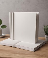 Blank vertical photo album mockup, open & ready for design ,  elegant,  photos