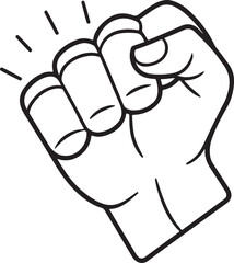 fist punching line art, black outline, vector and illustration, coloring book page line art drawing