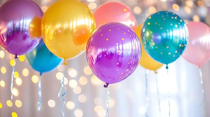 Colorful Balloons and Festive Lights at a Celebration