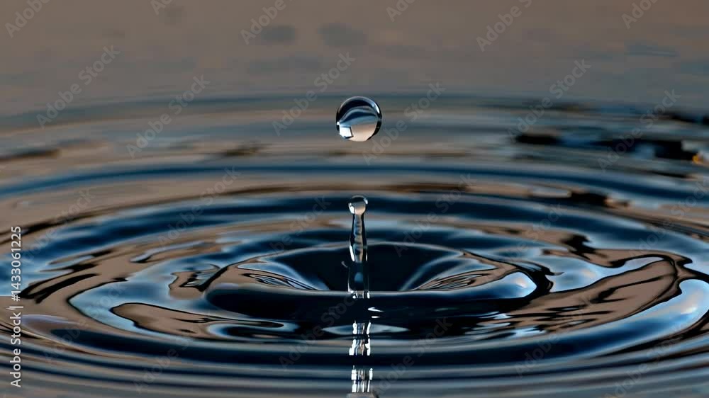 Aufkleber rippling water creates mesmerizing patterns as a droplet falls into a tranquil surface at sunset
