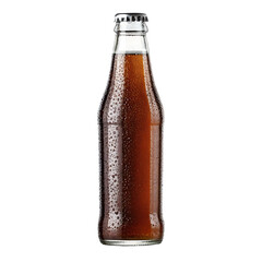 Close-up of a chilled, glass soda bottle. PNG and transparent background