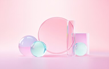 Pink geometric crystal composition