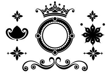 Vintage floral frame with ornate scroll and leaf elements