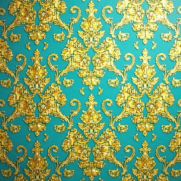 Damask Pattern with Gold and Turquoise Accents, high-end designs, repeat patterns, opulent motifs