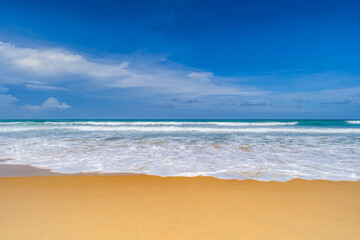 Beautiful beach background, Natural landscape with empty tropical beach at Phuket beach Thailand,Beach and sea in sunny day, Beach sea space area nature background