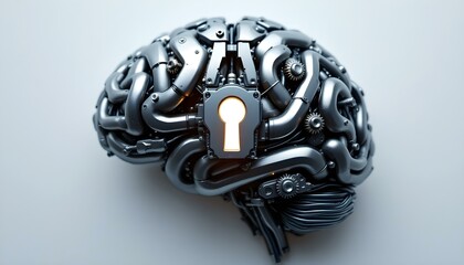 Brain with Key Lock - Symbolizing Autism and the Complexity of Decoding the Neurodivergent Mind
