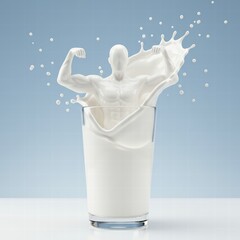 splash of milk in form of muscle body, 3d rendering.
