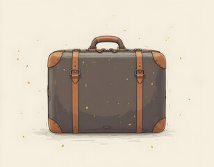 Classic Suitcase Illustration on Beige Background for Travel and Adventure