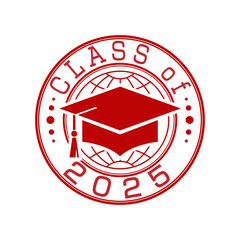 Glass of 2025 with a graduation cap. Vector illustration for design and theme design