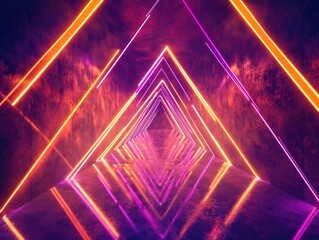 Neon tunnel, abstract, vibrant, futuristic