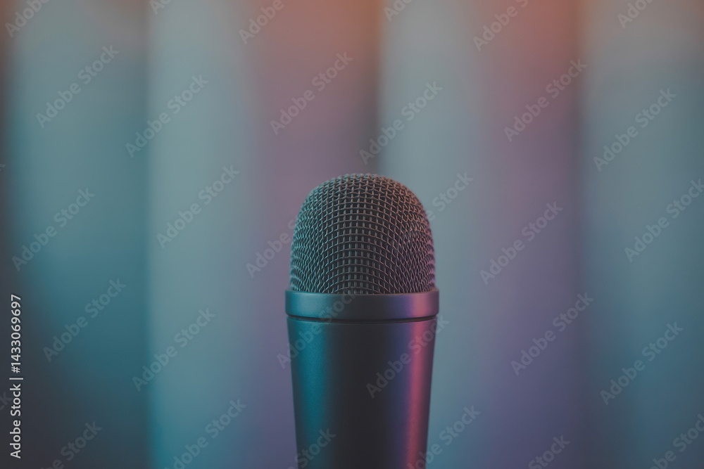 Aufkleber dynamic microphone ready for performance with soft gradient background in cool tones
