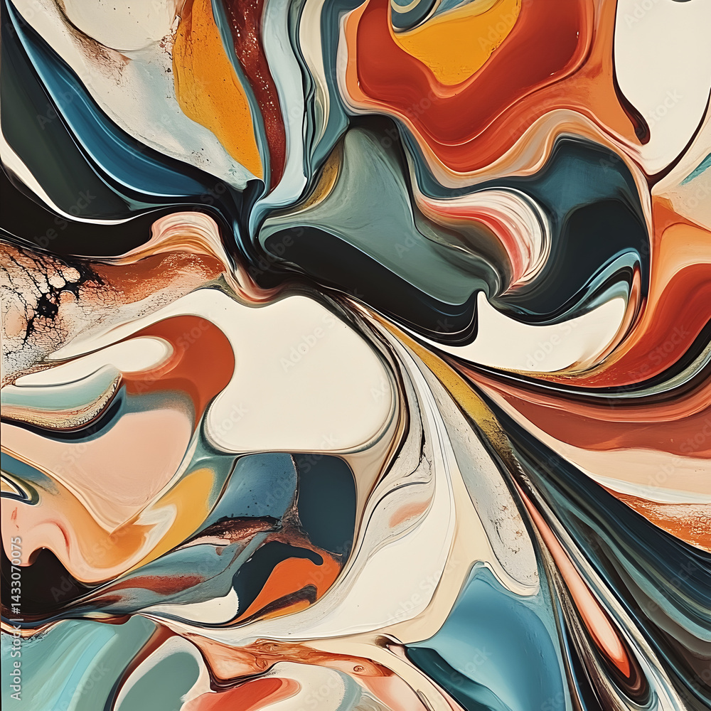 Poster swirling abstract: captivating artwork with flowing colors and a mesmerizing design, evokes emotion 